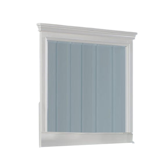 BenJara Lile Dresser Mirror w Crown Molding Frame, 42 Inch White Solid Wood