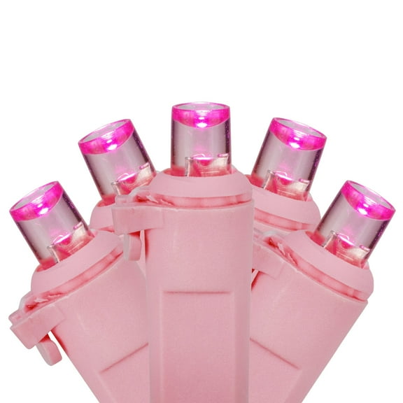 Northlight 100-Count Pink LED Wide Angle Christmas Lights 33ft Pink Wire - 33'