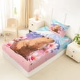 thumbnail image 4 of Erosebridal Kids Capybara Twin Sheet Sets For Capybara Lovers,Japanese Cherry Mountain Bedding 3pcs, 4 of 6