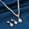 thumbnail image 4 of Rhinestone Wedding Jewelry Sets for Women Bridal,Glitter Crystal Teardrop Statement Prom Earrings Necklace Party Costume Jewelry Sets for Bridesmaid, 4 of 16