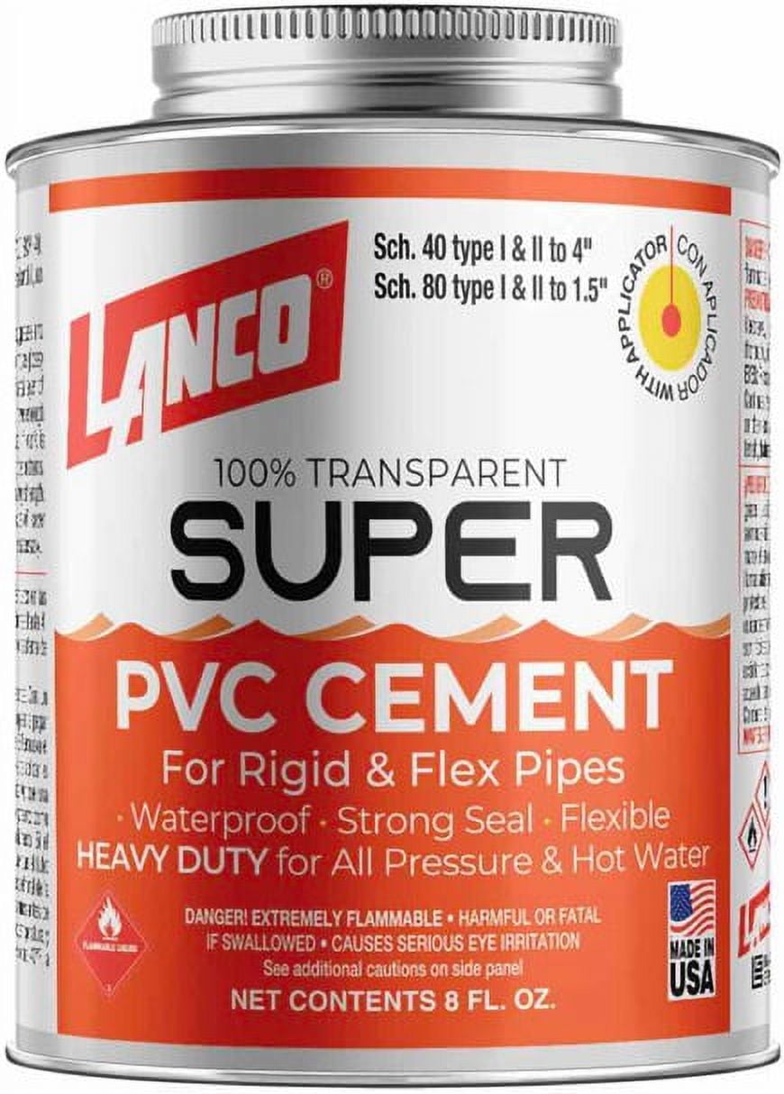 Lanco Pvc Pipe, Construction Adhesive Clear Finish, 8 ounce