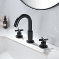 thumbnail image 3 of Two Cross Handles Widespread Sink Faucet, Three Holes Deck Mounted Sink Faucet with Drain Assembly, 3 of 5