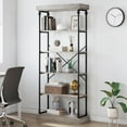thumbnail image 1 of Twister.CK 6 Tier Industrial Bookcase with Metal Frame, Rustic Standing Bookshelves Display Rack for Bedroom, Living Room and Home Office, Gray, 1 of 8