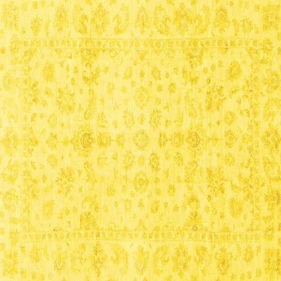Ahgly Company Indoor Square Oriental Yellow Traditional Area Rugs, 3' Square