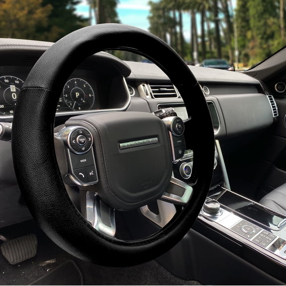 T-Rex Steering Wheel Cover, Black, Soft Cushined Fake Leather, Anti-Slip Design