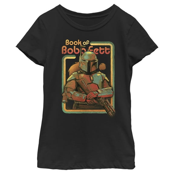 Girl's Star Wars: The Book of Boba Fett Retro Portrait Graphic Tee Black Large