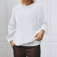 thumbnail image 2 of Womens Tops Off Shoulder Pullover Sweaters Casual Romantic Date Night Style Women's Oversized Sweater Soft Knit Long Sleeve Crewneck Tunic Top Comfortable Loose Fit Winter Fall Solid Color, 2 of 5
