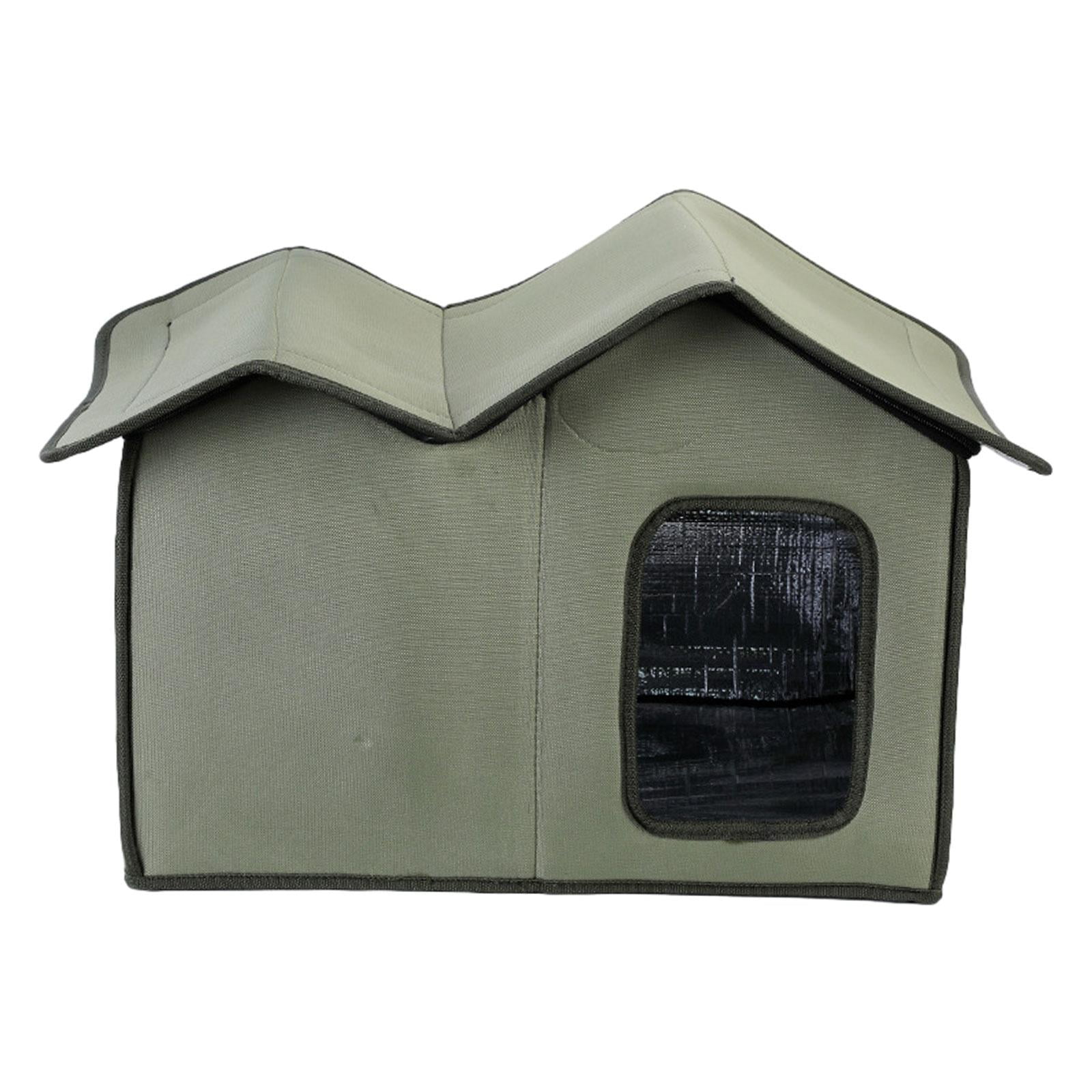 Gazechimp Outdoor Cat House,Weatherproof Pet Dogs Shelter, Feral Cats House Warm Oxford Cloth  Insulated Dog House Sleeping Cave Nest for Winter Garden Backyard Courtyard, Green