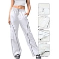 thumbnail image 7 of Biekopu Women Cargo Pants, Elastic Waist Drawstring Lines Loose Trousers with Pockets  Streetwear, 7 of 7