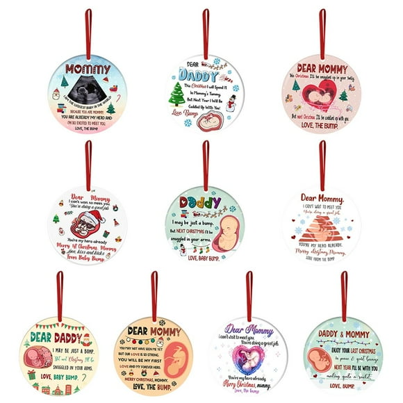 Baby Ultrasound Image Souvenir Pendant Christmas Tree Wooden Pendant Christmas Decorations for Hanging on Windows or Doors