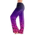 thumbnail image 3 of Halloween Pajama Pants Women Cute Cartoon Bat Casual Lounge Pajama Pants Elastic Waist Drawstring Fashion Sleep Bottoms Purple XL, 3 of 6