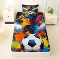 thumbnail image 3 of Erosebridal Soccer Graffiti Splash Twin Sheet Sets 3pcs for Kids Teens,Boys Girls Sport Gamer Bedding,Breathable Home Decor, 3 of 5