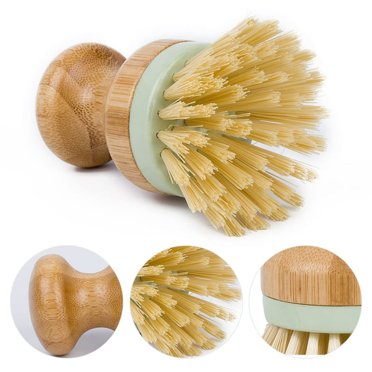 Biplut Cleaning Brush Round Head Soft Bristle Pure Wood Ergonomic