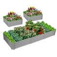 thumbnail image 2 of 2 Pack 8x3x1ft Galvanized Raised Garden Bed Metal Above Ground Planter Box Kit Outdoor for Vegetables Flowers Herbs, Adjustable to 4 different sizes of rectangular steel bottomless shelves(Gray), 2 of 6