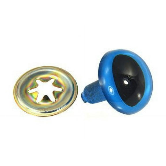 Animal Cat Eyes with Black Centers & Metal Washers (12 mm 12 pcs, Cat Blue)