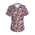 thumbnail image 4 of Wukai The Garden Tricolor Pansy Flower Classic V-Neck T-Shirt for Women: Comfortable, Stylish, and Versatile Wardrobe Essential-Small, 4 of 7