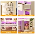 thumbnail image 5 of HUAHUUU Vanity Desk, Makeup Vanity Desk with Mirror and Lights 3 Colors, Transparent Top with 3 RGB Drawers, 6 Shelves, 2 Large Tempered Cabinets, Power Outlet, for Bedroom, White, 5 of 8