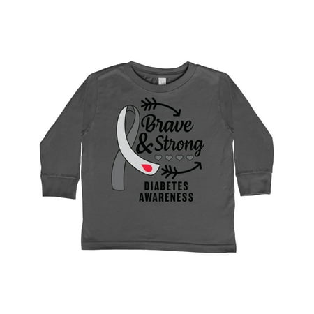

Inktastic Diabetes Awareness Brave and Strong Gift Toddler Boy or Toddler Girl Long Sleeve T-Shirt