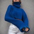thumbnail image 3 of Chandail Court en Laine à Col Roulé pour Femmes Automne et Hiver Manches Tricotées Couleur Unie, 3 of 4