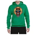 thumbnail image 2 of Flaming Laughing Fierce Clown | Mens Cars and Trucks Hooded Sweatshirt Graphic Hoodie, Kelly, Large, 2 of 3