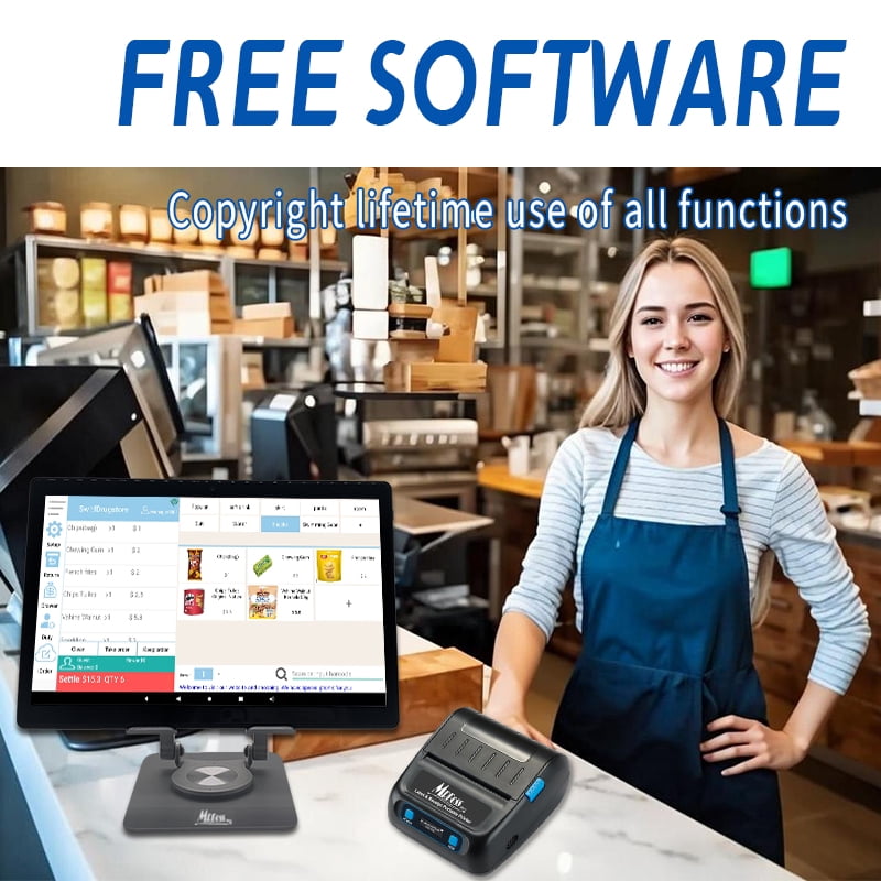 MRBOSS Mobile POS Cash Register 10.1” Tablet 3 80mm Receipt Printer Software app for Small Business Restaurant Retail Grocery Convenience Mobile Food Dining car
