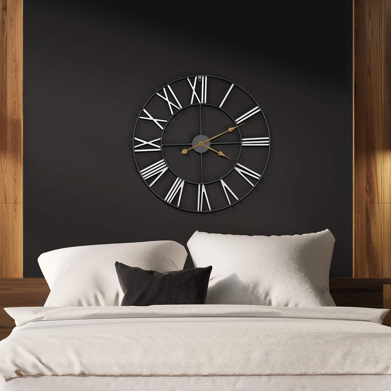 GGI Decor Quartz Farmhouse Indoor Oversized Wall Clock, Easy To See Roman Numerals