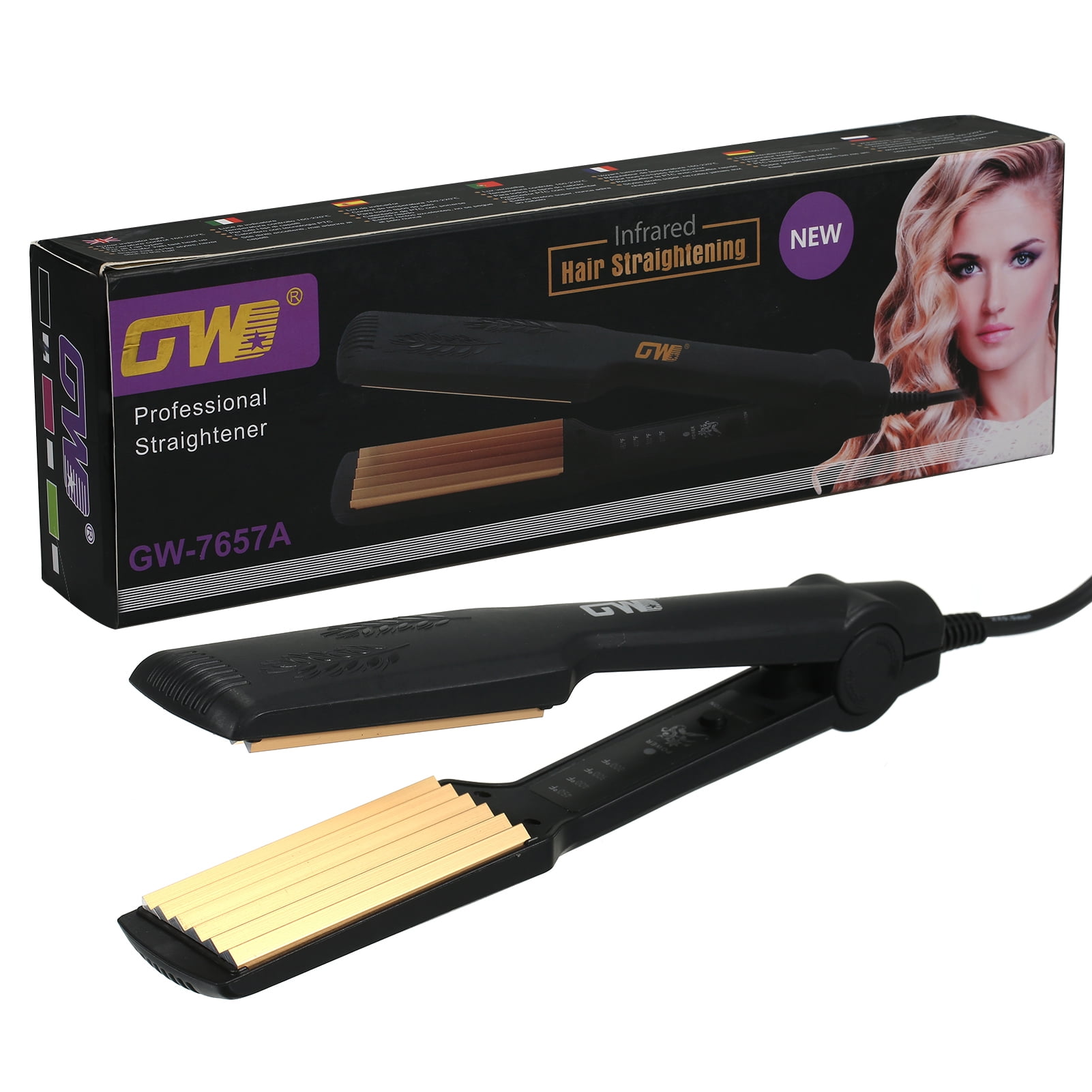 GW-7657 Corn Electric Splint 4 Gears Heating Adjustment Wavy Hair Hair  Styling Tool 