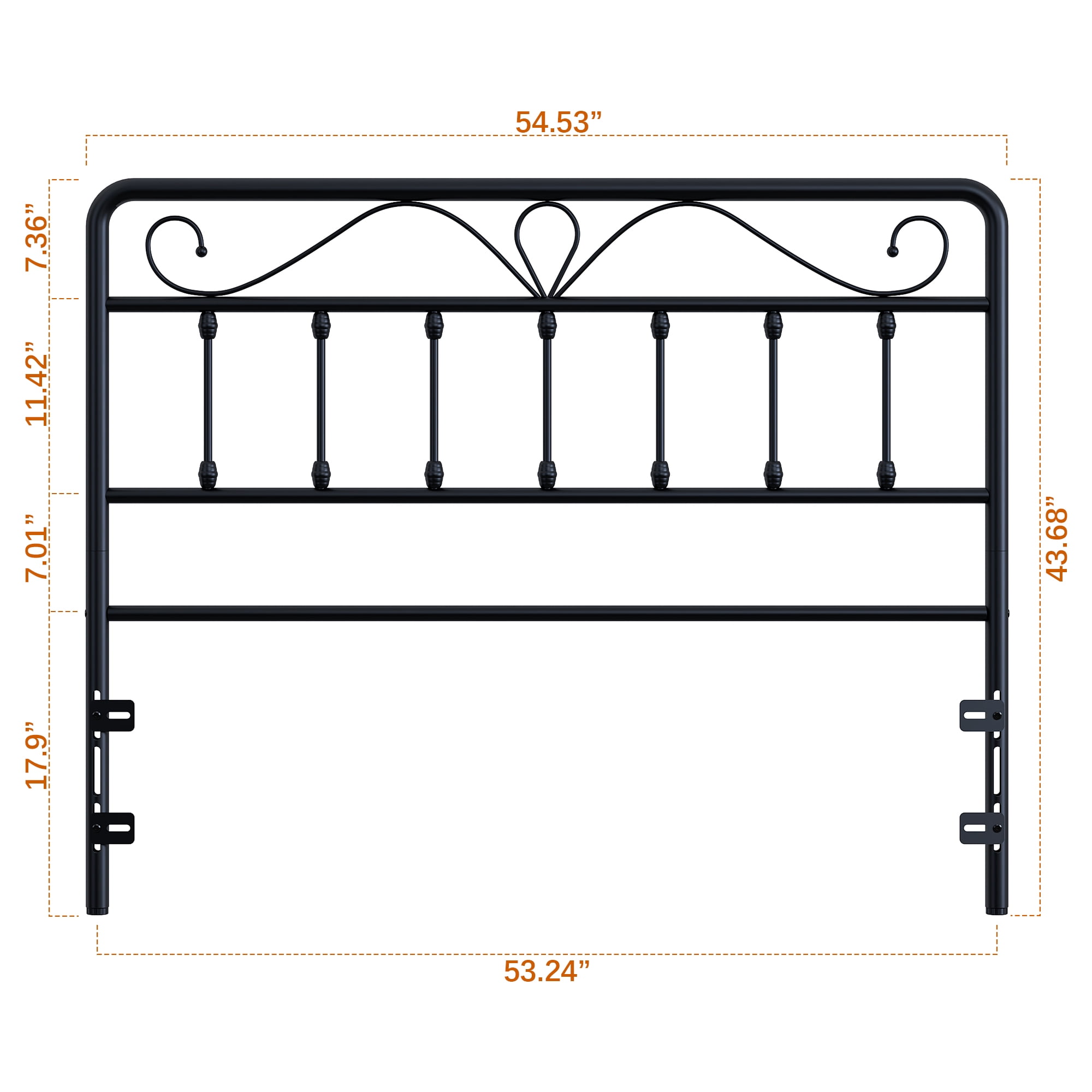 Yoneston Alden Designed Metal Full Size Vintage Headboard with Height Adjustable for Bed Frame, Black