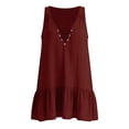thumbnail image 5 of fheaev Women's Mini Sundress Summer Stylish Casual Sleeveless V Neck Linen for Everyday Red L, 5 of 7