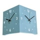 thumbnail image 1 of Reloj de pared de esquina de doble cara, reloj de esquina cuadrado, de metal, silencioso y sin tictac. Azul, 1 of 9