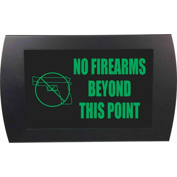 AMERICAN RECORDER - "NO FIREARMS BEYOND THIS POINT" LED Lighted Sign