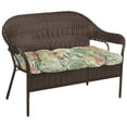 thumbnail image 3 of Jordan Manufacturing 44" x 18" Wesley Almond Green Leaves Rectangular Tufted Contoured Outdoor Wicker Settee Bench Cushion, 3 of 12
