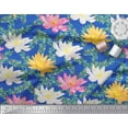 thumbnail image 2 of Soimoi Blue Moss Georgette Fabric Leaves & Water Lily Floral Print Print Fabric By the Yard 44 Inch Wide, 2 of 3
