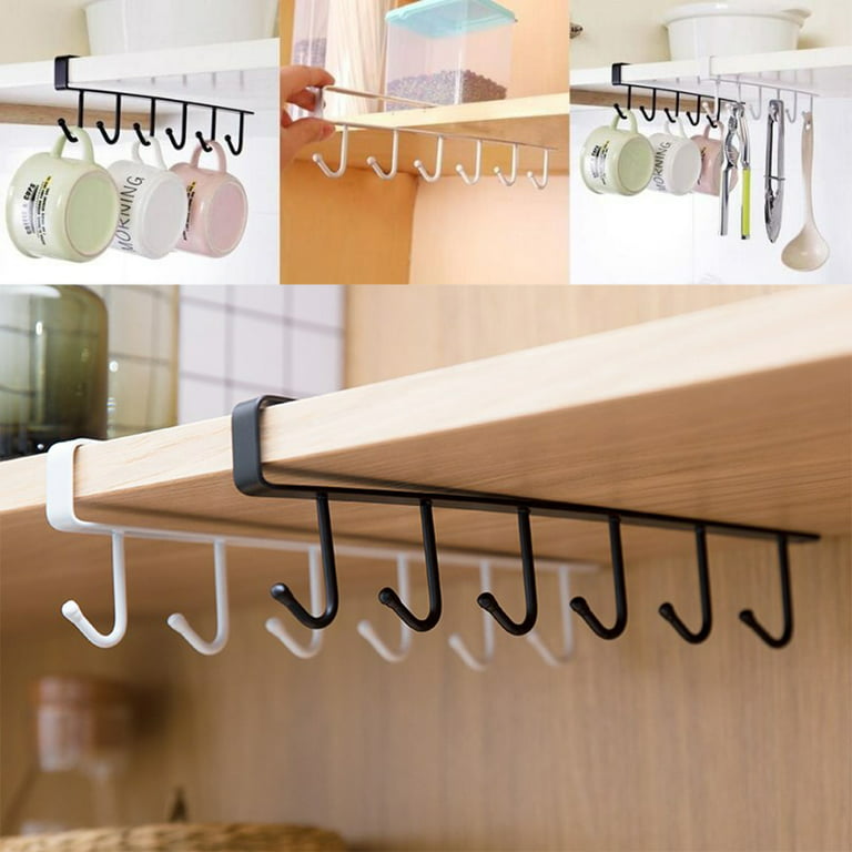NEW 2/1pcs Metal 6 Hook Under Shelf Mug Cup Cupboard Kitchen Organiser  Hanging Rack Holder
