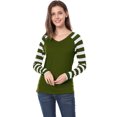 thumbnail image 4 of Unique Bargains Women's Striped Raglan Long Sleeve V Neck T-shirt, 4 of 4