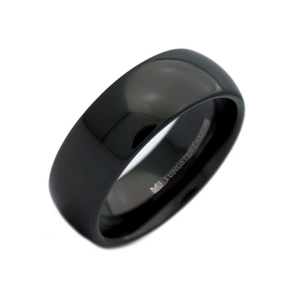 Metals Jewelry Men's / Women's 8mm Black Plated Tungsten Carbide Wedding Band Ring Size 10