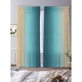 thumbnail image 3 of Turquoise Yellow Ombre Sheer Curtains 96 Inch Length 2 Panels Set Window Treatments, Farmhouse Modern Gradient Art Rod Pocket Semi Curtains for Living Room/Bedroom/Kitchen Décor, 104"W x 96"L, 3 of 7