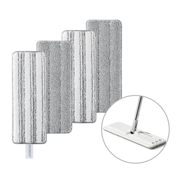 JOYMOOP Flat Mop Pads, Microfiber Mop Cleaning Pads Refills, Pack of 4 Refills 13" - Grey and Stripe