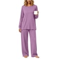 thumbnail image 2 of Xdegoge Womens Casual Two Piece Outfits Crewneck Long Sleeve Tunic Top and Wide Leg Sweatpants Set with Pockets Comfy Relaxed Fit Fall Loungewear Sweatsuits, 2 of 6