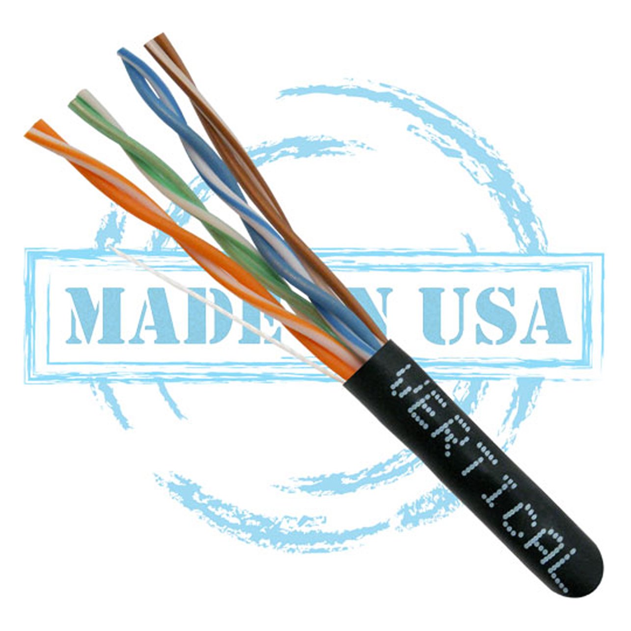 Vertical Cable 166-250/P/BK CAT6, 550 MHz, UTP, 23AWG, 8C Solid Bare  Copper, Plenum, 1000ft, Black, Bulk Ethernet Cable Made in USA 