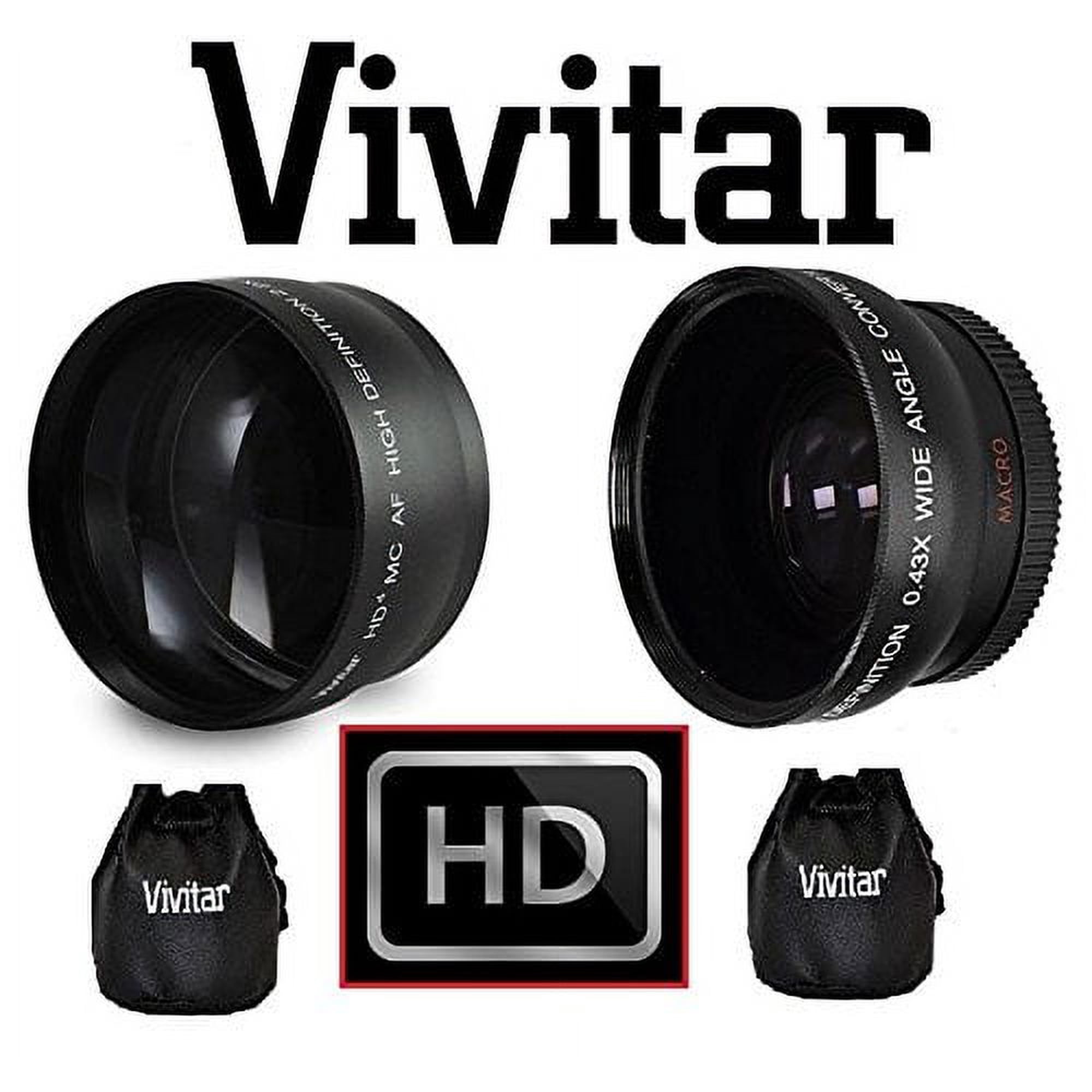 2-Pcs Hi Def Telephoto & Wide Angle Lens Kit For Canon EOS Rebel T7i SL2 77D (58mm Compatible)