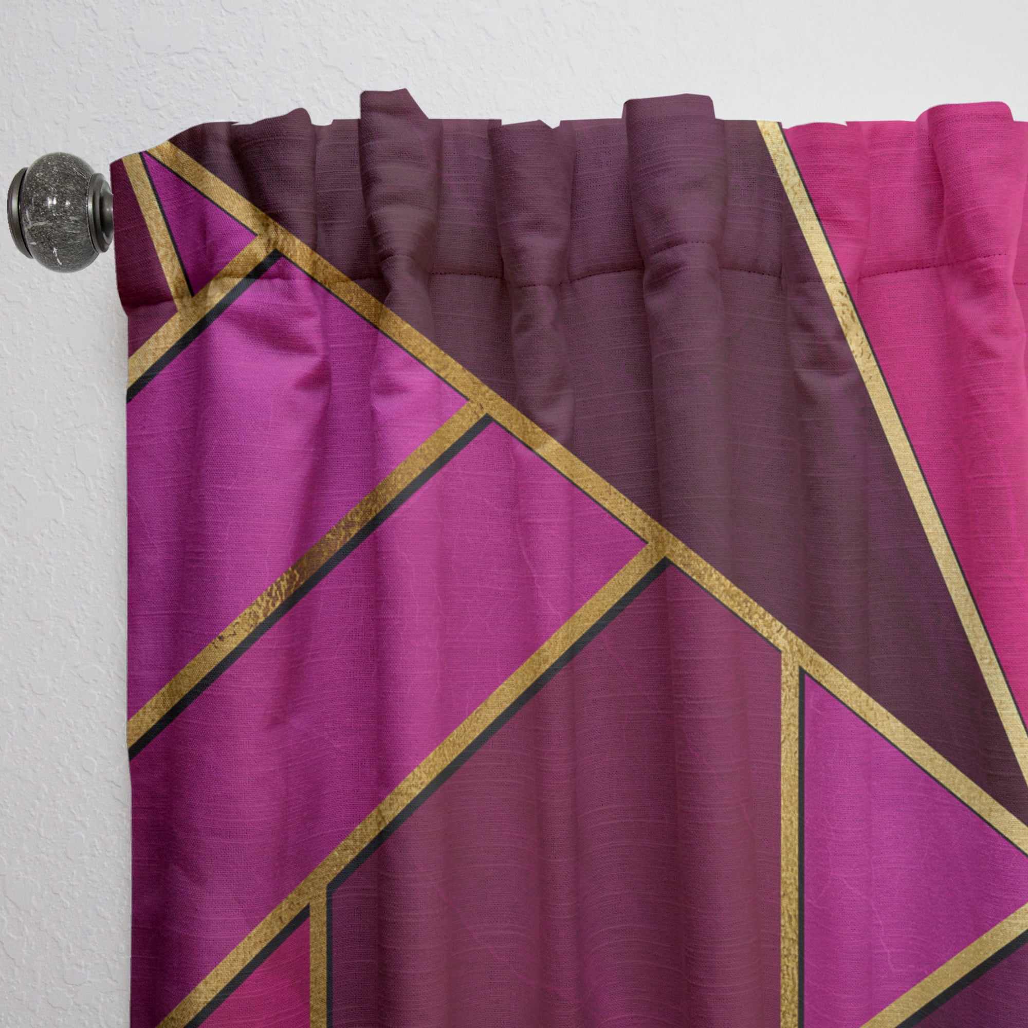 Designart 'Honeycomb Capital Gold II' Modern & Contemporary Curtain Panel