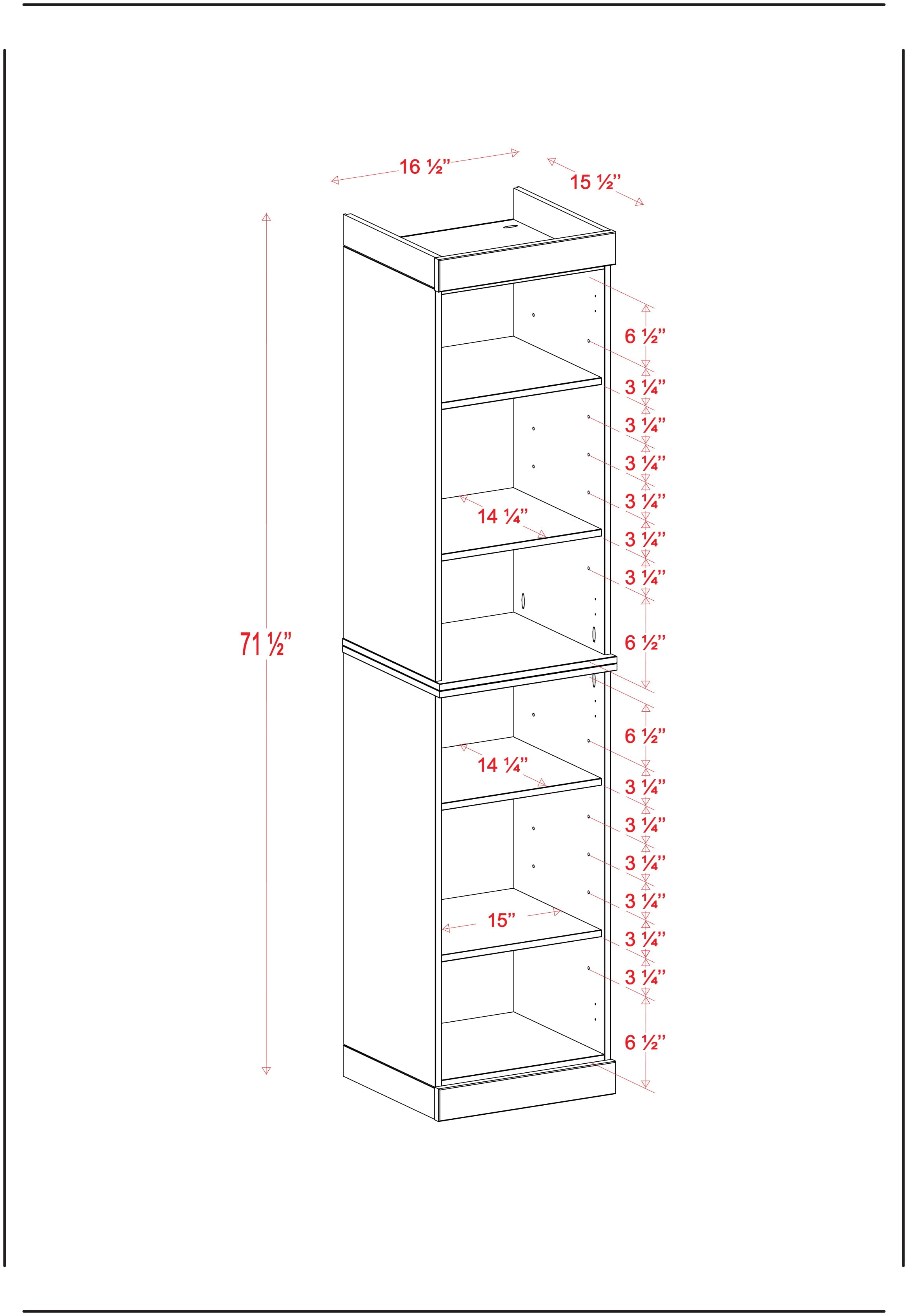Palace Imports 100% Solid Wood 16.5" Bathroom Cabinet with Adjustable Shelves