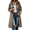 thumbnail image 2 of XRoczxe Women's Plaid Long Trench Coat, Classic Lapel Button Down Checkered Jacket, Casual Fall Winter Outerwear with Pockets for Daily Work Wear S-XXL, 2 of 6
