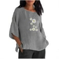 thumbnail image 1 of Hauts d'Été pour Femmes 2023 Mode Femmes Été Imprimé Trois Quarts Manches Courtes Col Rond Régulier T-Shirt Bohème Grande Taille pour Femmes, 1 of 4