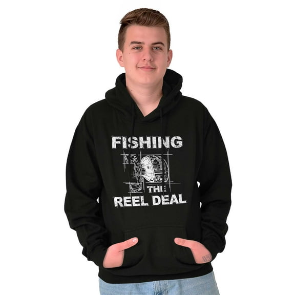 Fishing Reels Funny Fisher Pun Joke Men's Big & Tall Graphic Hoodie Brisco Brands 2X
