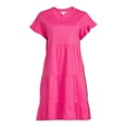 thumbnail image 3 of Time and Tru Women's Flutter Sleeve Tiered Dress, 3 of 5