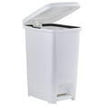 thumbnail image 3 of Drevy 10.5 Gal Slim Step On Pedal Plastic Trash Can, Waste Bin for Under Desk, Office, Bedroom, Bathroom- 42 Qt White, 3 of 5