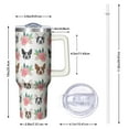 thumbnail image 2 of OBREWU White Boston Terrier and Flower Tumbler with Handle and Lid,White Boston Terrier and Flower 40oz Double Wall Vacuum Insulated Tumbler,Cups Gift for Women and Men, 2 of 7