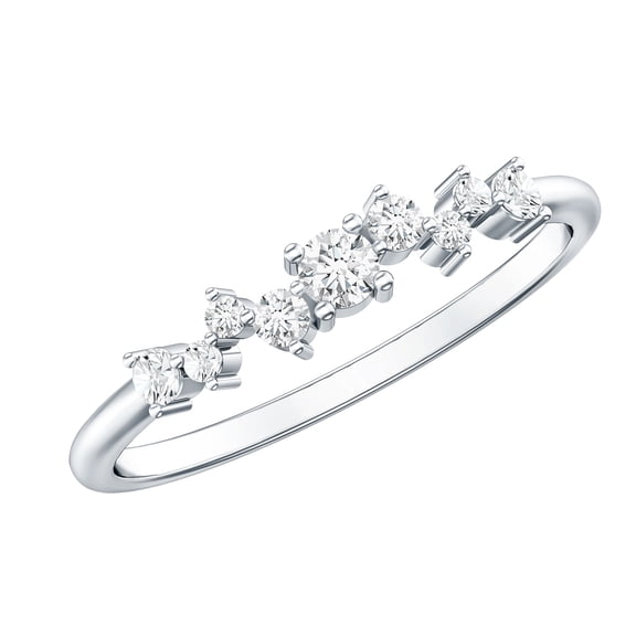 Rosec Jewels Minimal Diamond Half Eternity Ring for Women (HI-SI Quality), 925 Sterling Silver, US 4.00
